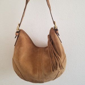 Coach Brown Suede & Leather Hobo Shoulder Bag 8A16